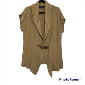 Chaps Short Sleeved Front Close Buckle Shawl Collar Sweater